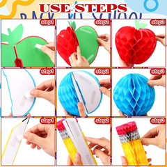 24 Pcs Classroom Decor Back to School Decorations Hanging Honeycomb Centerpiece