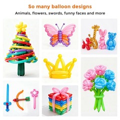 100 PCS Latex Twisting Balloons 260Q Balloons Assorted Color Long Balloons fo…