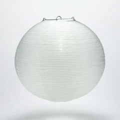 Quasimoon 14″ White Fine Line Premium Even Ribbing Paper Lantern, Extra Sturd…