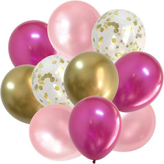 Assorted Pink Gold Metallic Balloons- Bridal Baby Girls Shower Birthday Wedding