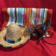 Mexican Party Decorations – Table Runner, Mini Sombrero And Sombrero Headband