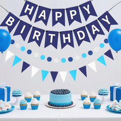 Blue Happy Birthday Banner, Decorations Hanging