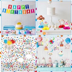 Colorful Dots Party Decorations,155pcs Happy Birthday Themed Party Decorations