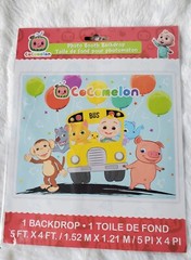 COCOMELON 5′ x 4′ Party Backdrop Birthday Banner & Cake Topper Decoration Child