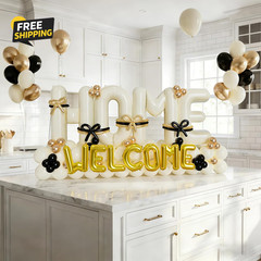 145Pcs Housewarming Party Decorations, 40Inch Beige Welcome Home Balloon