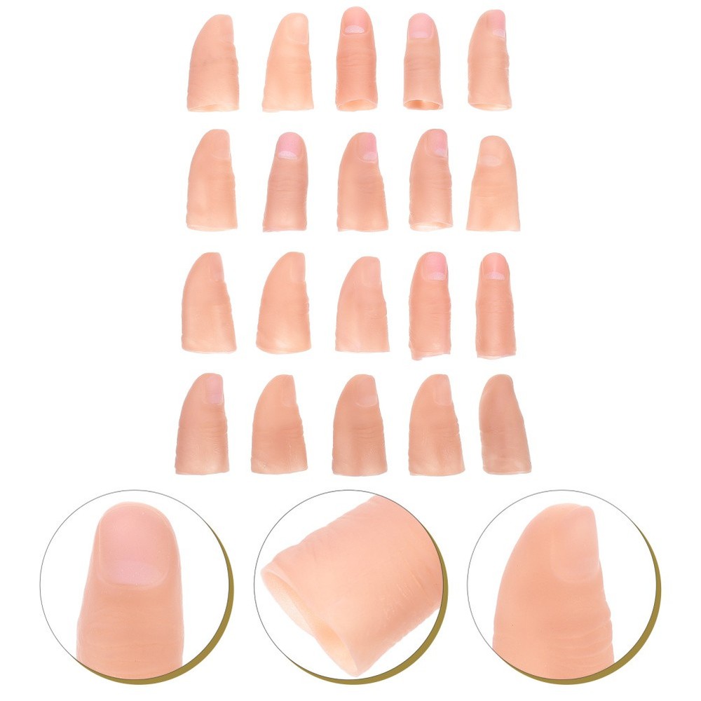 20 Pcs Artificial Finger Tips Thumb Sleeve Extra Prosthetic Fake