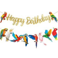 Parrot Birthday Party Banners – Tropical Bird Decoration Toucan Cutout for Hawai