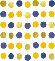 Gold Blue and Yellow Paper Garland Circle Dots Hanging Decoration for Birthday G