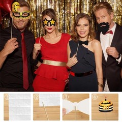 30 PCS 40th Birthday Photo Booth Props Black Gold Inflatable Frame Selfie