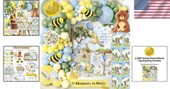 269 Piece Winnie Bear Baby Shower Decorations Kit with Balloon Arch and Backdrop