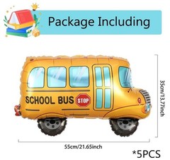 5 PCS Back to School Balloons, School Bus Kindergarten Balloon for Classroom Wel