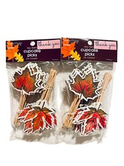 Place Party Cards Fall Leaves Table Décor 20ct and Cupcake Picks 24ct Lot 3