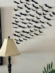100pc 3D Halloween Bat Wall Decor Glow in Dark Fangs Indoor Outdoor Party