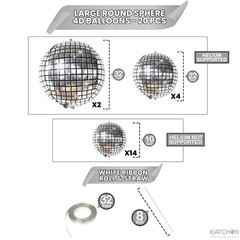 , Silver Disco Ball Balloons 32 Inch, Pack of 20 | Shiny Disco Ball for Disc…