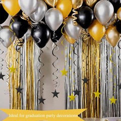 40 PCS Gold Black Silver Hanging Stars Swirls Party Decorations Plastic