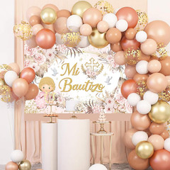 Mocsicka Mi Bautizo Banner Backdrop for Girls First Holy Communion Christening D