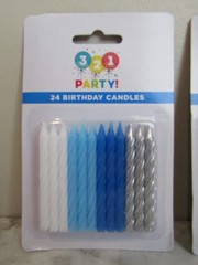 NIB 321 PARTY! Blue, White, Silver Spiral Birthday Party Candles Lot of 3 Packs