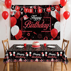 Red Birthday Background Party Supplies Decorations Red and Black Happy Birthday