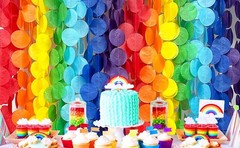 205Ft Rainbow Party Decorations Big Polka Dots Tissue Paper Backdrop Streamer