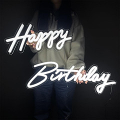 Large Happy Birthday Neon Sign Set – Dimmable LED Backdrop Decoration