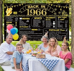 60Th Birthday Black Gold Party Decoration, Back in 1966 Banner 60 Year Old Birth