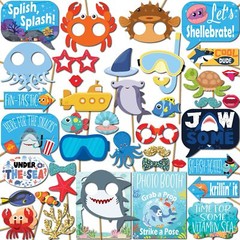 Under The Sea Photo Booth Props – 41-pc Photobooth Kit with 8 x 10-Inch Sign,…