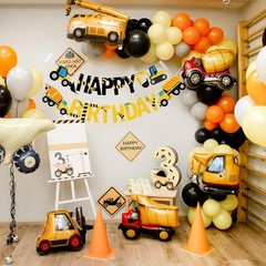 Happy Birthday Banner Construction Party Decorations Multicolor