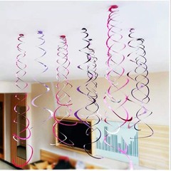 24 PCS Green Gold Hanging Swirls Plastic Streamers Ceiling Party Decor