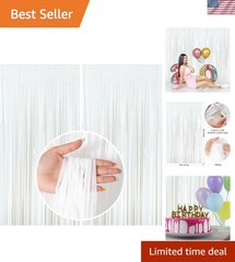 Foil Fringe Curtain Decorations – 2 Pack White Streamers for All Celebrations