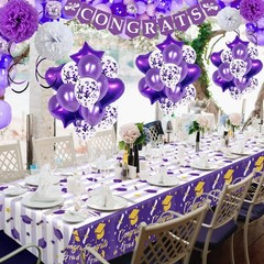 Graduation Tablecloth Party Decorations 2026, 3 Pack Purple Large Size 54″x108″