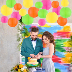 Paper Lanterns Party Decorations, Hanging round Chinese Lanterns for Glow in the