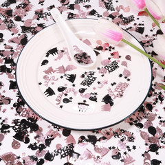 Rose Gold and Black Happy Birthday Confetti, 3000 Pcs Birthday Cake Table Metall