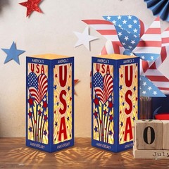 6 Pcs 250th Anniversary Table Centerpieces Boxes with USA Cutouts LED Light U…