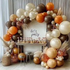Arco De Globos Cafe Y Arena Estilo Boho Para Boda Y Baby Shower Rustico
