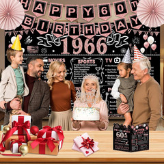 60Th Birthday Decorations for Women,32Pcs Back in 1966 Birthday Party Decoration