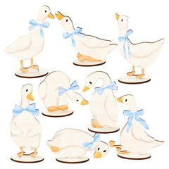8Pcs One Silly Goose Wood Table Sign Tabletop Centerpieces Blue Bow Goose Woo…