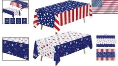 Disposable Stars & Stripes Tablecloth Set – Easy Cleanup for Patriotic Picnics