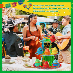 Fiesta Party Decorations – 3 Tier Mexican Birthday Party Cupcake Stand & Topper