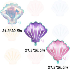 9 Pcs Seashell Balloons Multi-Color Shell Balloon Ocean Balloons for Birthday Ba