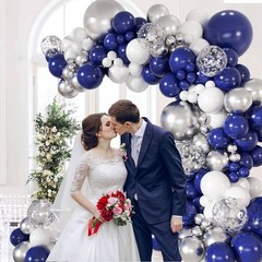 147pcs Navy Blue and Silver Balloon Garland Arch Kit, 18 12 10 5 inch Royal B…