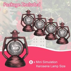 Dollhouse Micro Lantern, 1.38″ Height, Plastic Simulation Oil Lamp Copper, 8pcs