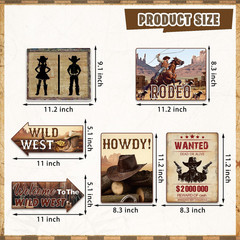 Western Party Decorations, Wild West Cowboy Rodeo Wall Signs Funny Tags for Part