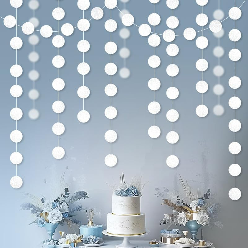 Shining White Circle Dots Hanging Garland Sparkling White Circle Dots Hanging St