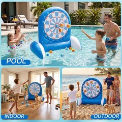 Inflatable Dart Board Water Game for Kids Pool Toys with Sticky Balls, Safe …