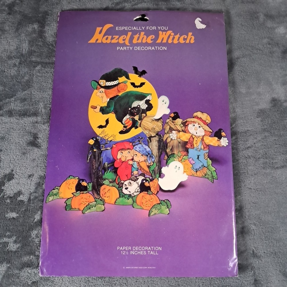 Vtg American Greetings Paper Halloween Hazel Witch Pop Up Fold Decoration New
