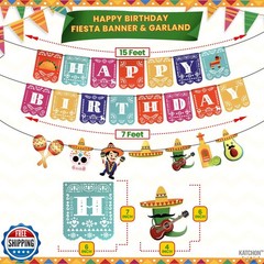 KatchOn, Mexican Birthday Banner – 15 feet, Pre strung | Happy Birthday Decor