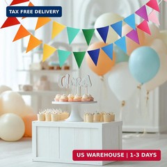 48pcs Rainbow Pennant Banner, Triangle Bunting Flag Banners for Birthday Party D