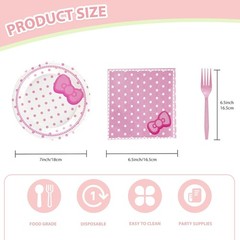 Cat Pink Polka Dots Disposable Birthday Tableware (Plates, Napkins, Forks)