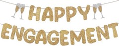 Pre Strung Happy Engagement Banner Glitter Engagement Party Decorations for Cong