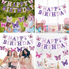 Butterfly Banner Party Decorations, Hanging Swirls Decorations Ceiling Decor …